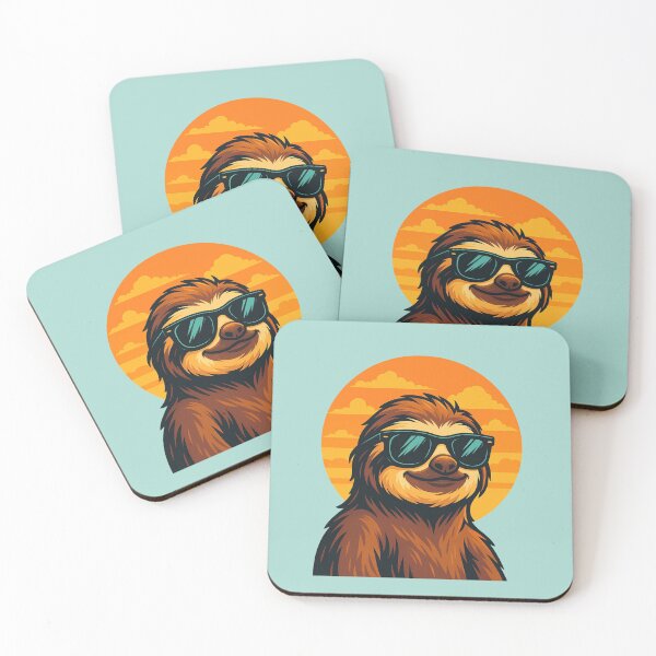 Item preview, Chill Sloth with Sunglasses - Retro Sunset Vibes designed and sold by Myra365Art.