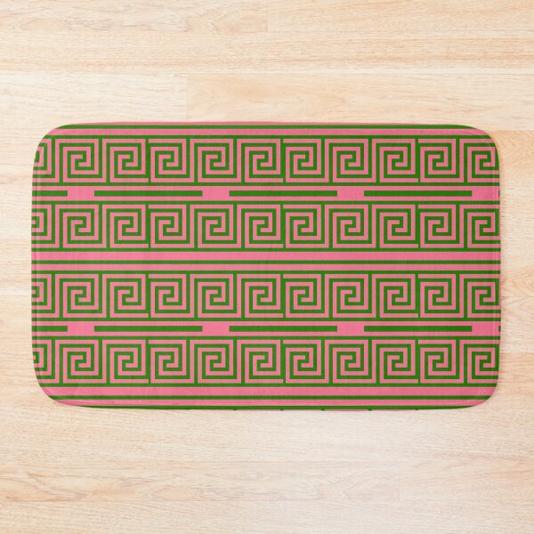 Item preview, Green On Pink Background Greek Key Fret Pattern designed and sold by PatternTitan.