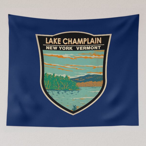 Item preview, Lake Champlain Vermont New York Travel Art Badge designed and sold by KrisSidDesigns.