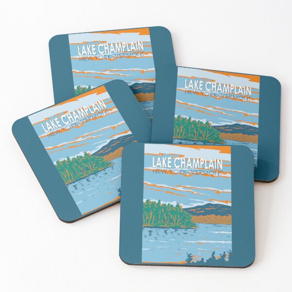 Item preview, Lake Champlain Vermont New York Illustration Travel Art Vintage designed and sold by KrisSidDesigns.