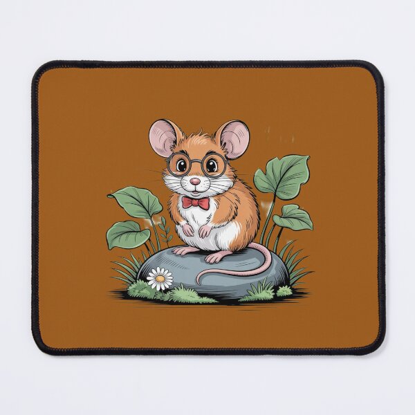 Item preview, Cute Red Mouse on Stone with Glasses and Red Bow – Sketch Drawing designed and sold by gr00bson.