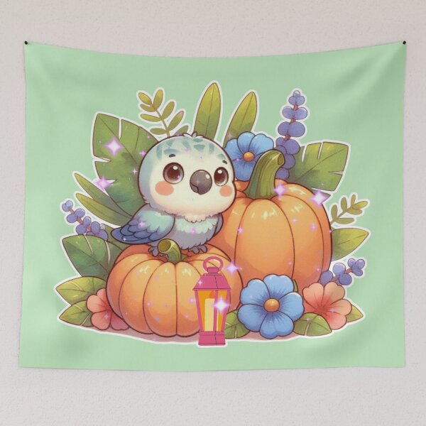 Item preview, Autumn Pumpkin Parrot – Cute Tropical Fall Bird Illustration designed and sold by Sugar Wisdom .
