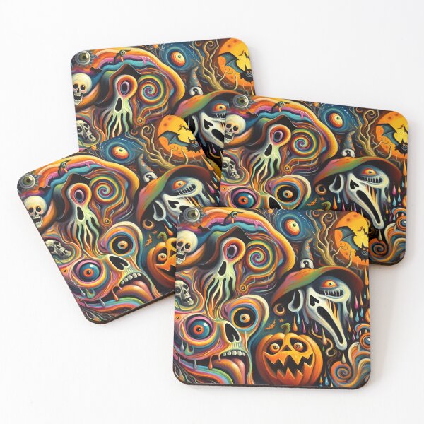 Item preview, Spooky Psychedelic Halloween Design Ghosts Ghouls Skeletons Publics designed and sold by SpookyRat1942.