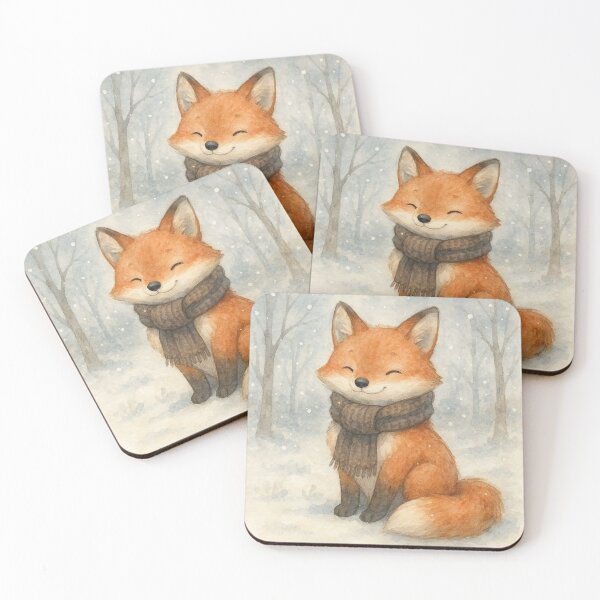 Item preview, Woodland Fox in Winter Snow Watercolor designed and sold by CreatedbyKandJ.