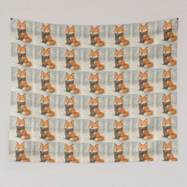 Item preview, Woodland Fox in Winter Snow Watercolor designed and sold by CreatedbyKandJ.