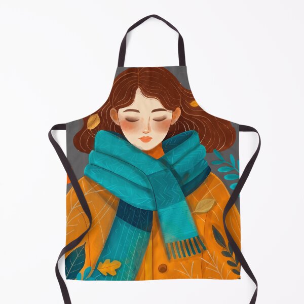 Item preview, Minimalist Fine Line Portrait of Woman with Wool Scarf and Autumn Leaves 2026 designed and sold by Ojo de Lilith.