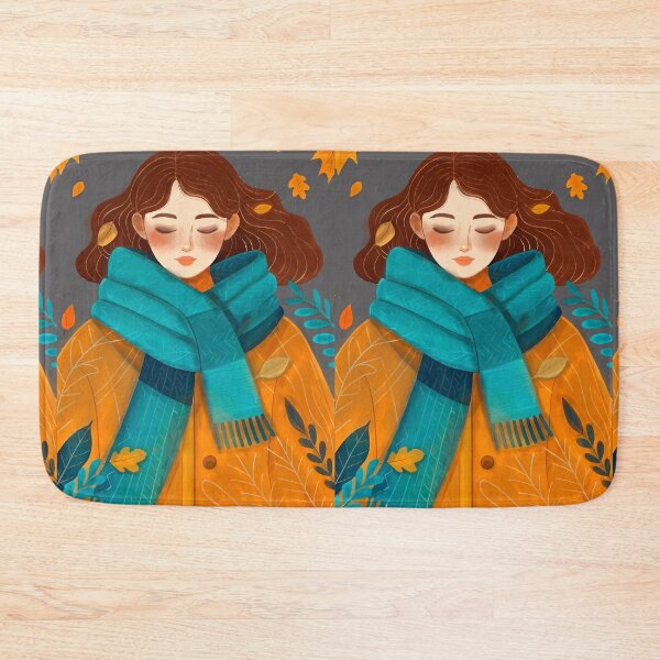 Item preview, Minimalist Fine Line Portrait of Woman with Wool Scarf and Autumn Leaves 2026 designed and sold by  Ojo de Lilith.