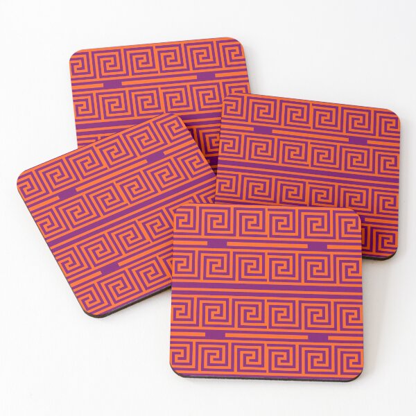 Item preview, Orange On Purple Background Greek Key Fret Pattern designed and sold by PatternTitan.