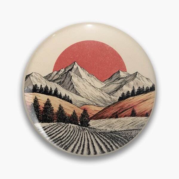 Item preview, Okanagan BC Red Sun Vineyard Scene Minimalist Mountain Valley designed and sold by meganohm.