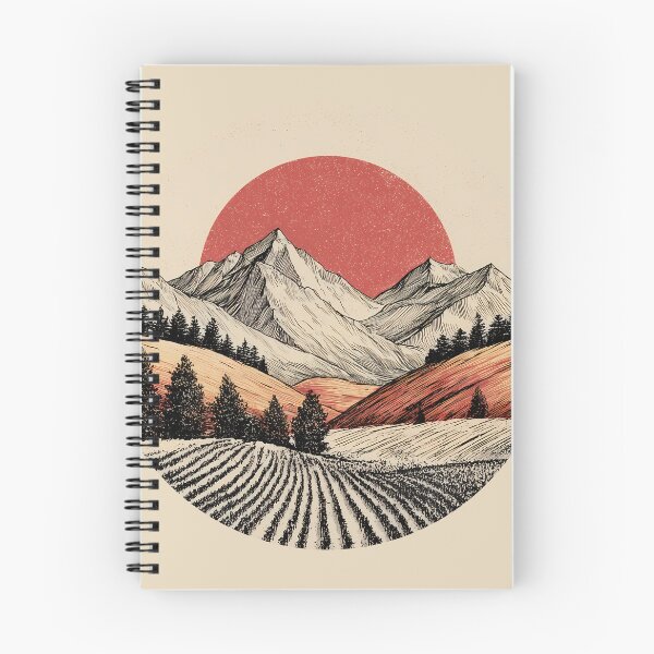 Item preview, Okanagan BC Red Sun Vineyard Scene Minimalist Mountain Valley designed and sold by meganohm.