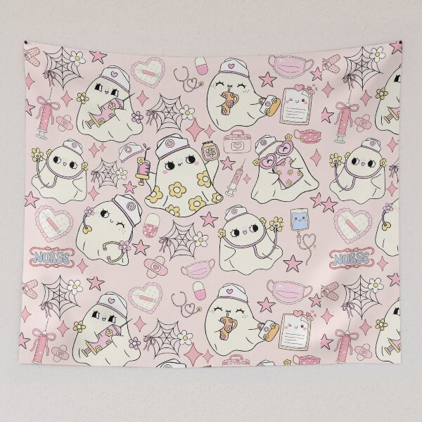 Item preview, Kawaii Ghost Nurse Pattern – Cute Halloween Medical Design designed and sold by baucestudio.