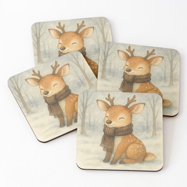Item preview, Woodland Deer in Winter Snow Watercolor designed and sold by CreatedbyKandJ.