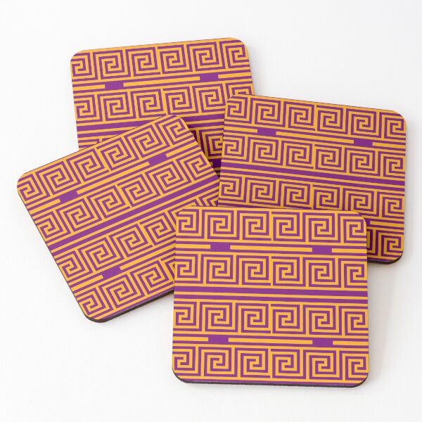 Item preview, Yellow On Purple Background Greek Key Fret Pattern designed and sold by PatternTitan.