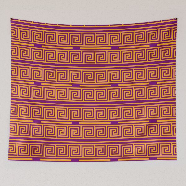 Item preview, Yellow On Purple Background Greek Key Fret Pattern designed and sold by PatternTitan.