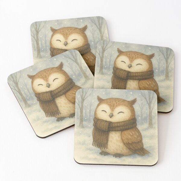 Item preview, Woodland Owl in Winter Snow Watercolor designed and sold by CreatedbyKandJ.