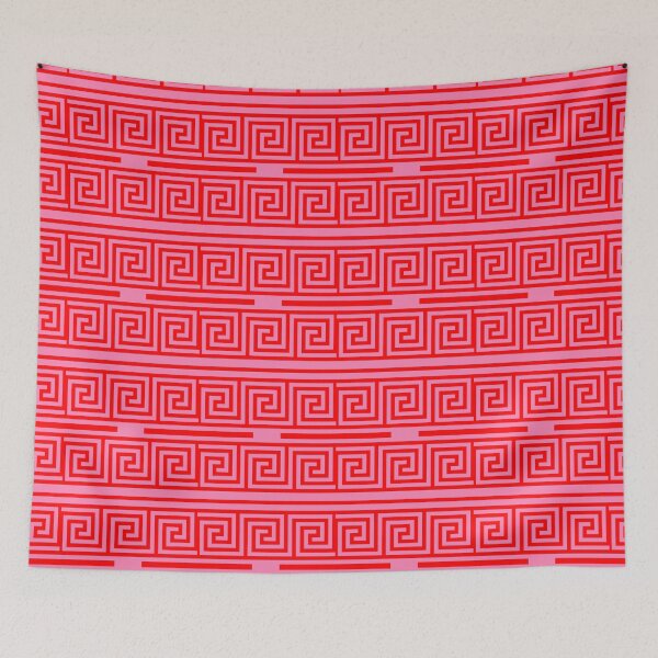 Item preview, Red On Pink Background Greek Key Fret Pattern designed and sold by PatternTitan.