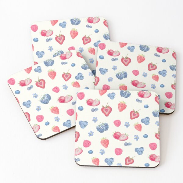 Item preview, strawberry and blueberry fruit pattern designed and sold by coastal collective.