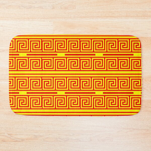Item preview, Red On Yellow Background Greek Key Fret Pattern designed and sold by PatternTitan.