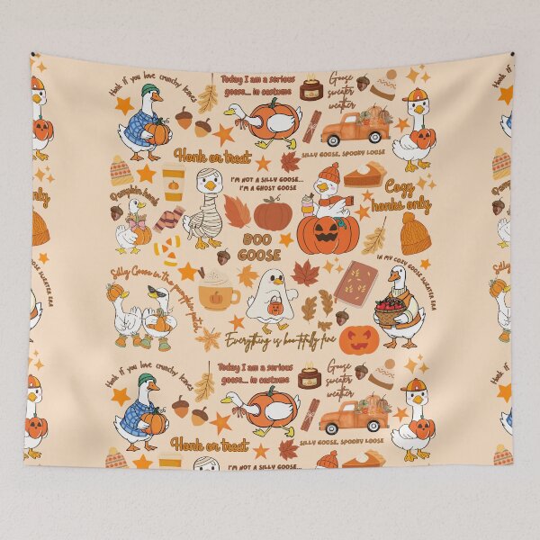 Item preview, Funny Fall Goose Pattern – Halloween & Autumn Cozy Design designed and sold by baucestudio.