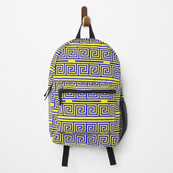 Item preview, Blue On Yellow Background Greek Key Fret Pattern designed and sold by PatternTitan.