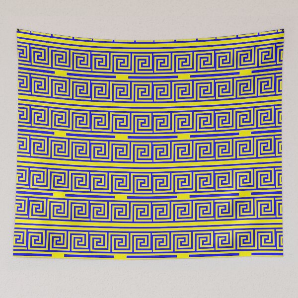 Item preview, Blue On Yellow Background Greek Key Fret Pattern designed and sold by PatternTitan.