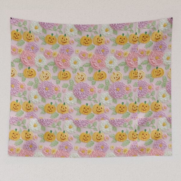 Item preview, Pastel Pumpkin Floral Pattern – Textured Halloween Flower Design designed and sold by baucestudio.