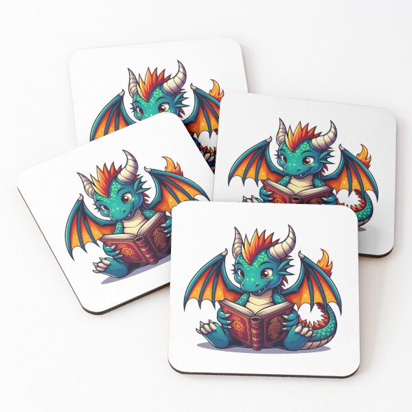 Item preview, Dragón adorable leyendo un libro designed and sold by JonysCreativeDesigns.