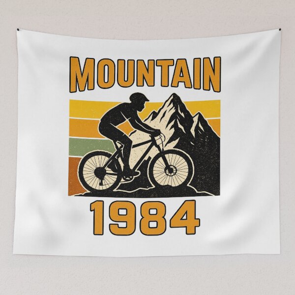 Item preview, Mountain 1984 Retro MTB Cycling Artwork designed and sold by Qbi Cycle & Co. – Cycling Apparel & Accessories.