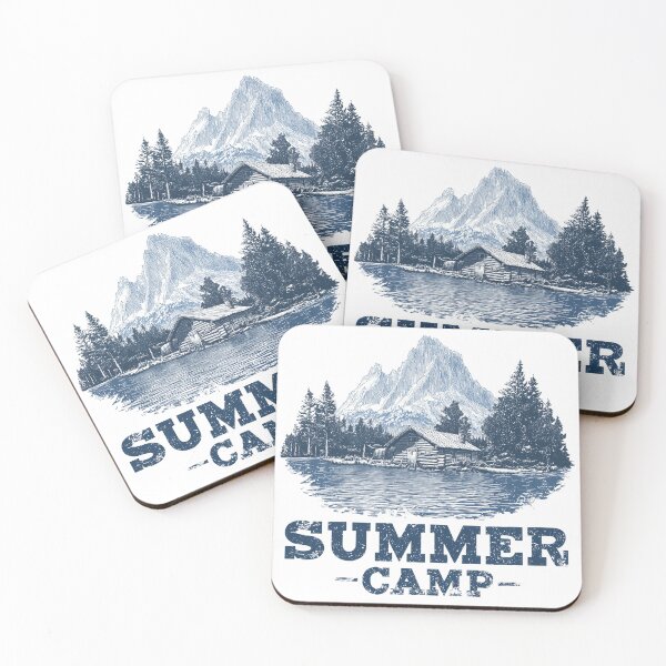 Item preview, Summer Camp – Vintage Mountain Lake Cabin Illustration Outdoors Adventure Graphic designed and sold by StickerHavenn.
