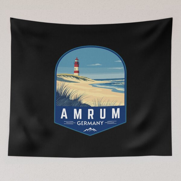 Item preview, Amrum Island in Germany, Vintage Travel Art Badge designed and sold by MaateoDesign.