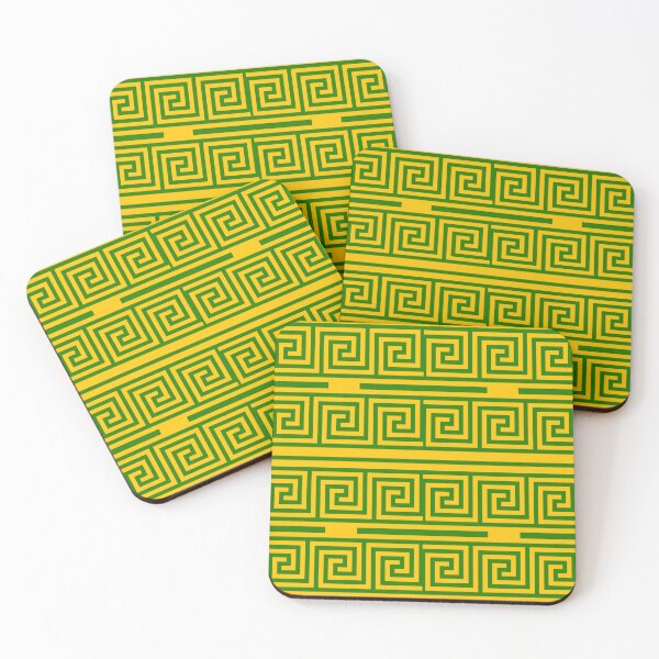 Item preview, Green On Yellow Background Greek Key Fret Pattern designed and sold by PatternTitan.