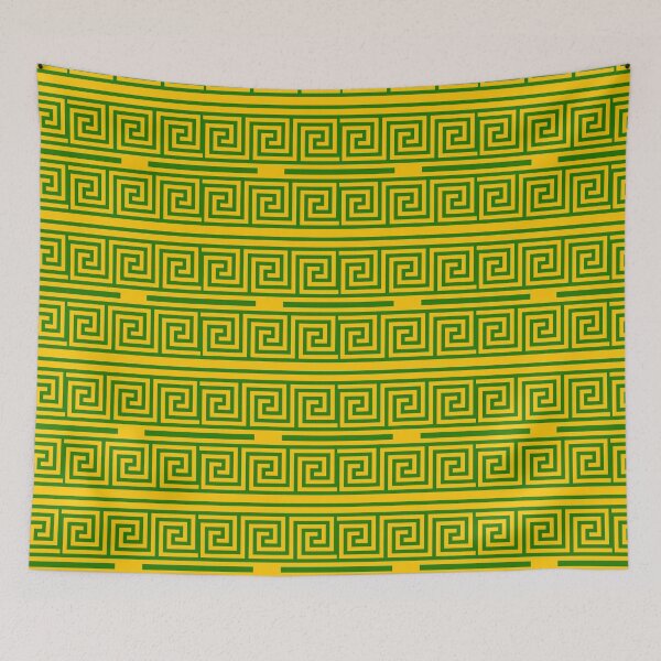 Item preview, Green On Yellow Background Greek Key Fret Pattern designed and sold by PatternTitan.