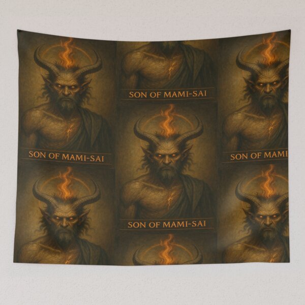 Item preview, Son of Mami-Sai – Demonic God Art, Gothic Horror, Dark Occult Fantasy, Satanic Aesthetic, Hellfire Demon Portrait designed and sold by ReyDeLaCalle.