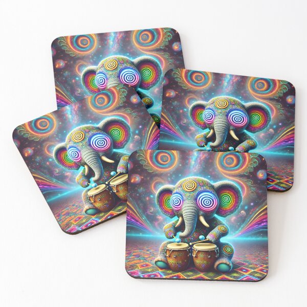 Item preview, Psychedelic Elephant Drummer – Trippy Cosmic Art designed and sold by DuttyLion.