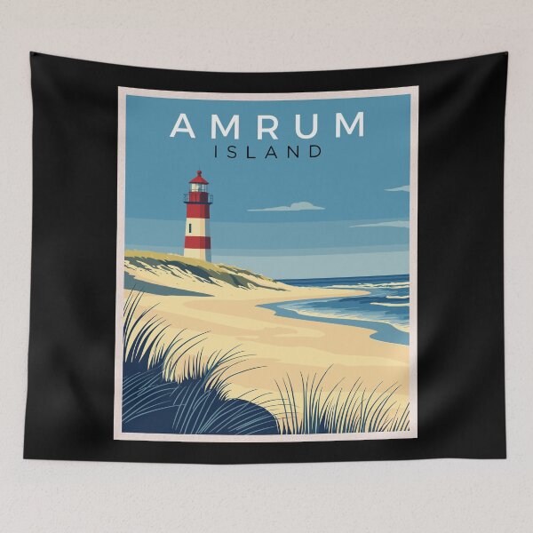 Item preview, Amrum Island in Germany, Vintage Art Travel Landscape designed and sold by MaateoDesign.