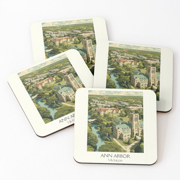 Item preview, Ann Arbor Michigan Vintage Travel Art | U of M Campus Illustration designed and sold by TuncGK.