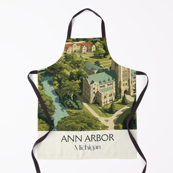Item preview, Ann Arbor Michigan Vintage Travel Art | U of M Campus Illustration designed and sold by TuncGK.