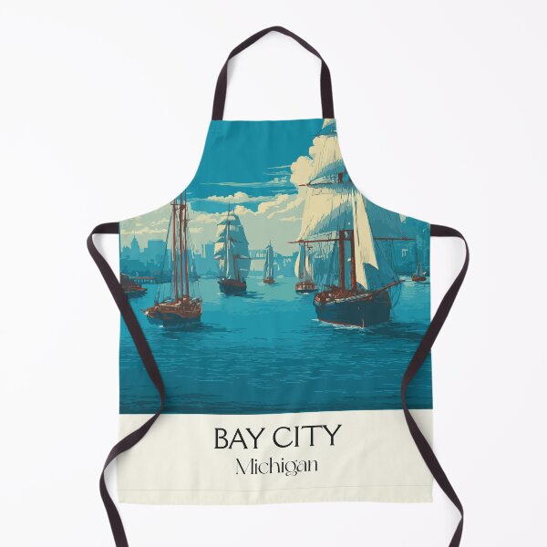 Item preview, Bay City Michigan Vintage Travel Art | Tall Ship Sailing Illustration designed and sold by TuncGK.