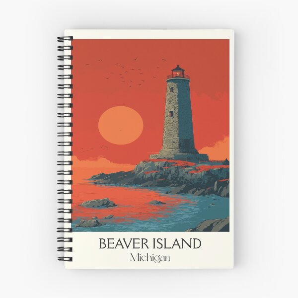 Item preview, Beaver Island Michigan Retro Travel Art | Lake Michigan Lighthouse Design designed and sold by TuncGK.