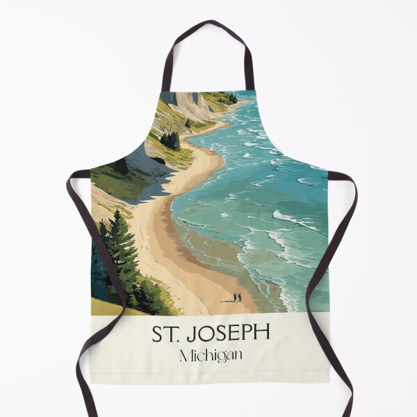Item preview, St Joseph Michigan Retro Travel Art | Lake Michigan Bluffs Design designed and sold by TuncGK.