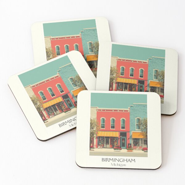 Item preview, Birmingham Michigan Vintage Travel Art | Quaint Downtown Street Scene designed and sold by TuncGK.