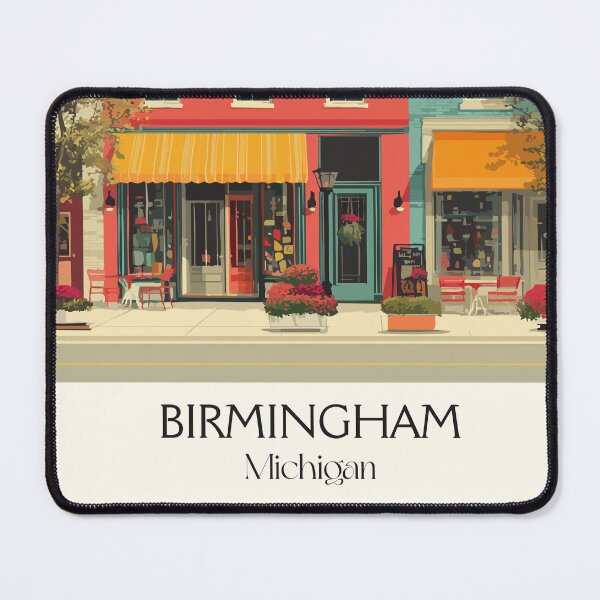 Item preview, Birmingham Michigan Vintage Travel Art | Quaint Downtown Street Scene designed and sold by TuncGK.