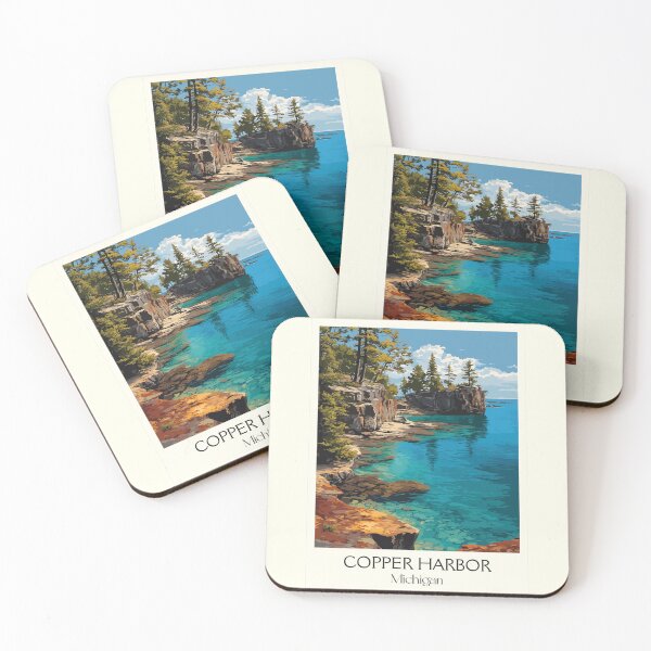 Item preview, Copper Harbor Michigan Vintage Travel Art | Keweenaw Peninsula Scenery designed and sold by TuncGK.