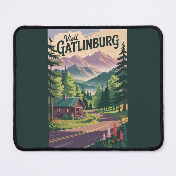 Item preview, Gatlinburg Tennessee Cabin Travel Art Vintage designed and sold by KrisSidDesigns.