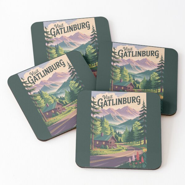 Item preview, Gatlinburg Tennessee Cabin Travel Art Vintage designed and sold by KrisSidDesigns.