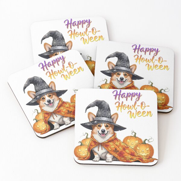Item preview, Happy Howl-O-Ween – Pumpkin Cloak Witch Corgi with Jack-o’-Lanterns designed and sold by zoughlal.