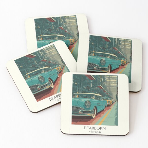 Item preview, Dearborn Michigan Retro Travel Design | Classic Car & Motor City Art designed and sold by TuncGK.