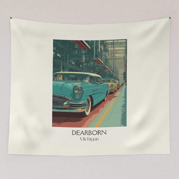 Item preview, Dearborn Michigan Retro Travel Design | Classic Car & Motor City Art designed and sold by TuncGK.