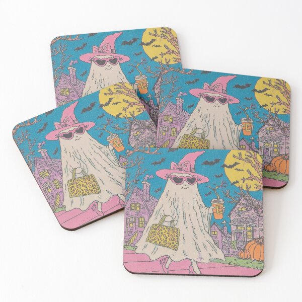 Item preview, Retro Glam Ghost – Vintage Pink Halloween Fashion Illustration designed and sold by baucestudio.