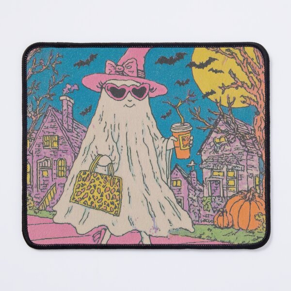Item preview, Retro Glam Ghost – Vintage Pink Halloween Fashion Illustration designed and sold by baucestudio.